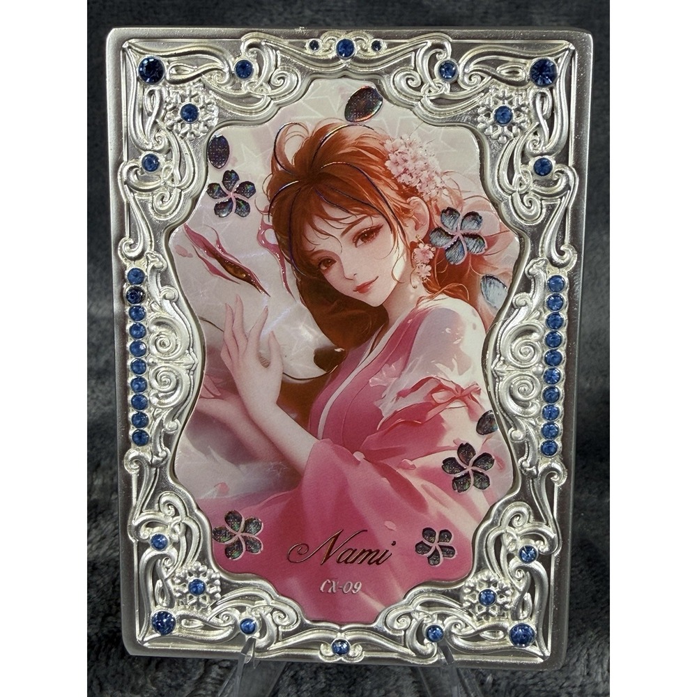 One Piece Nami CX-09 Waifu Art Card Kitsune Fox Back Silver Bling Frame LE#55/99